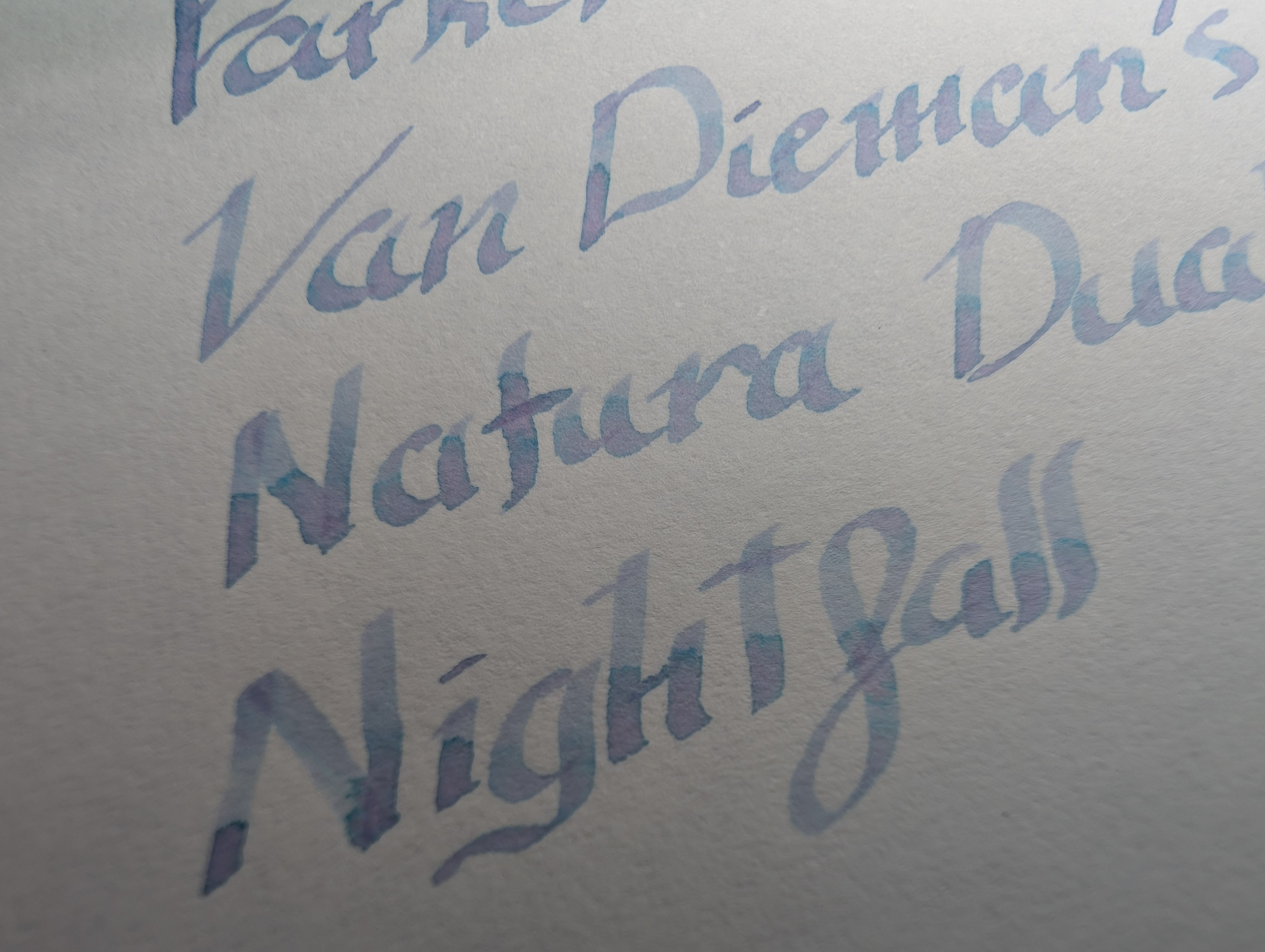 Close-up of the writing from the previous photo giving a closer look at the color variation in the ink shading.