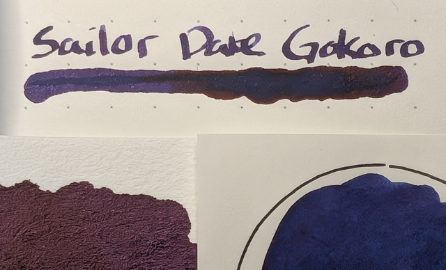 Paperage Notebook. Writing is more blue, shading is more red. Left side of blob is purple, right side is much more red.